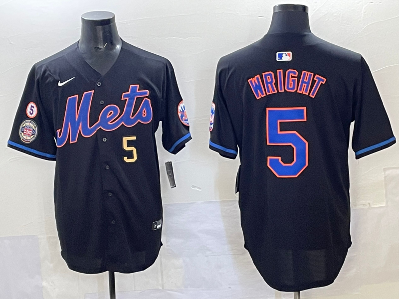 Men 2025 New York Mets 5 Wright blue MLB Nike jersey style 2